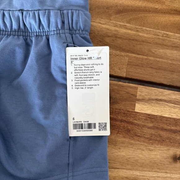 Lululemon Inner Glow High-Rise Shorts 3” – Oasis Blue – Size 6 – Unlined- NWT - Picture 8 of 12